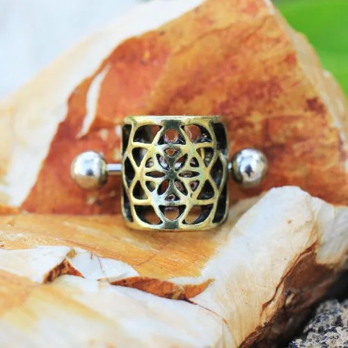 luxury bangles for women -Antique Gold Flower Pentagram Cartilage Ear Cuff