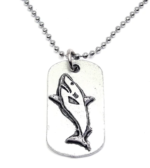 luxury crystal necklaces for women -Shark Catalog Dog Tag Necklace