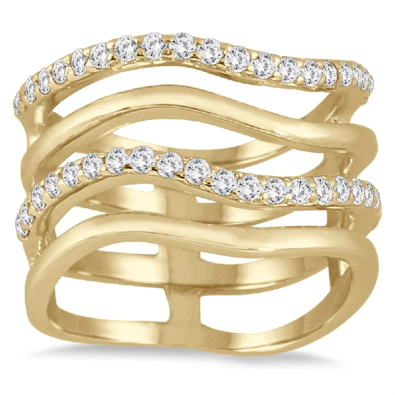 eternity diamond rings for women -Marquee 3/8 Carat Diamond Double Row Ring in 10K Yellow Gold I-J, I2-I3)