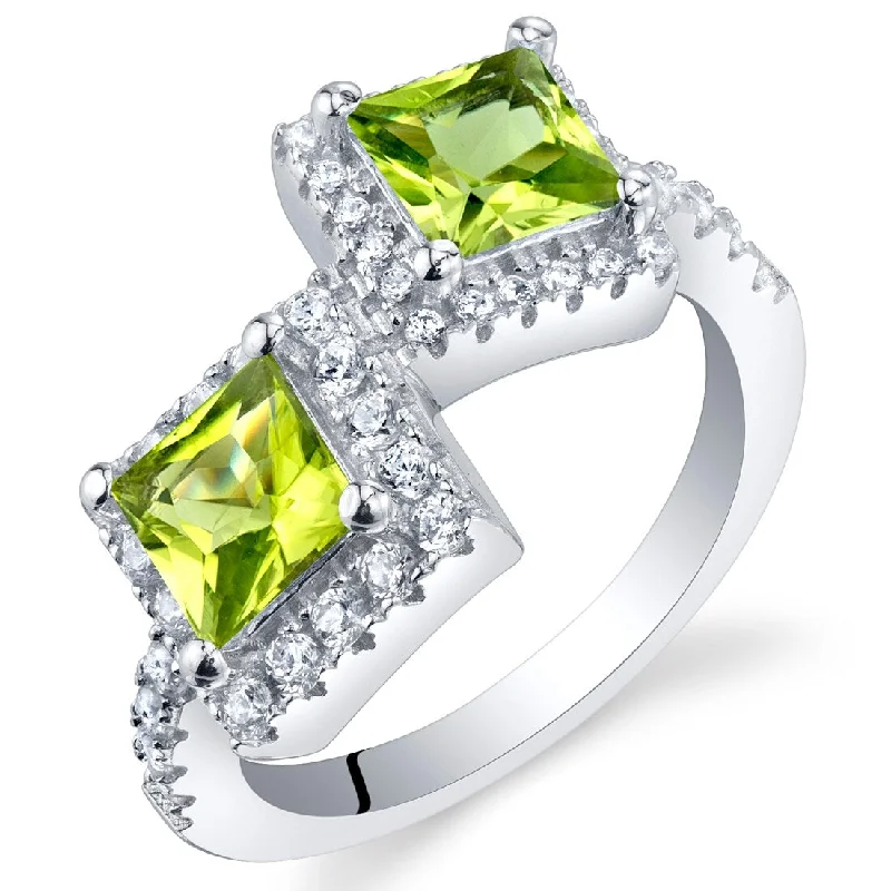 luxury rose gold rings -Sterling Silver 1.25 ct Peridot Birthstone Ring