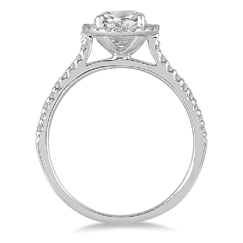 oval rings for women -Marquee 14k White Gold 1 1/4ct TDW Diamond Halo Ring - White I-J - White I-J