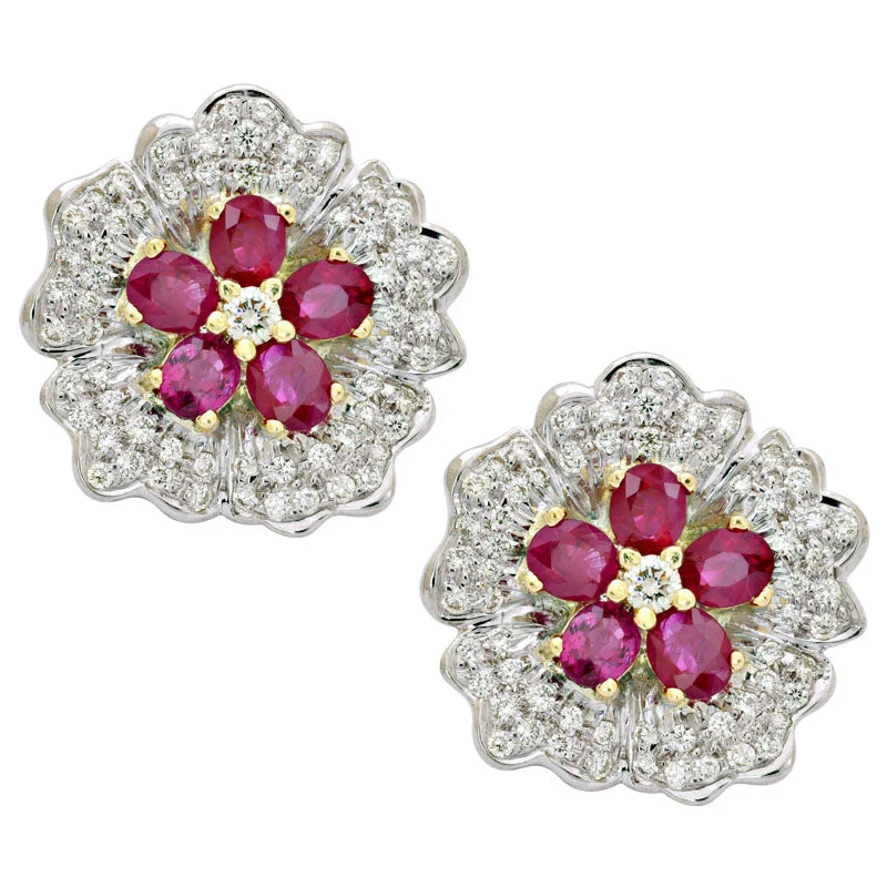 crystal stud earrings for women -Earrings- Ruby and Diamond