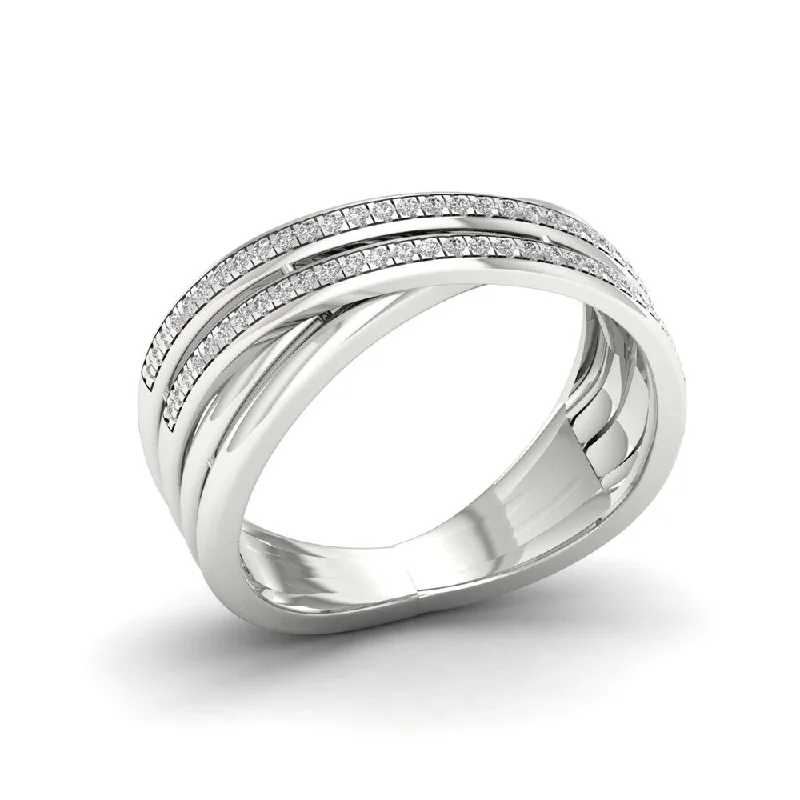 classic rings for women -1/5ct TDW Diamond Criss Cross Ring in Sterling Silver