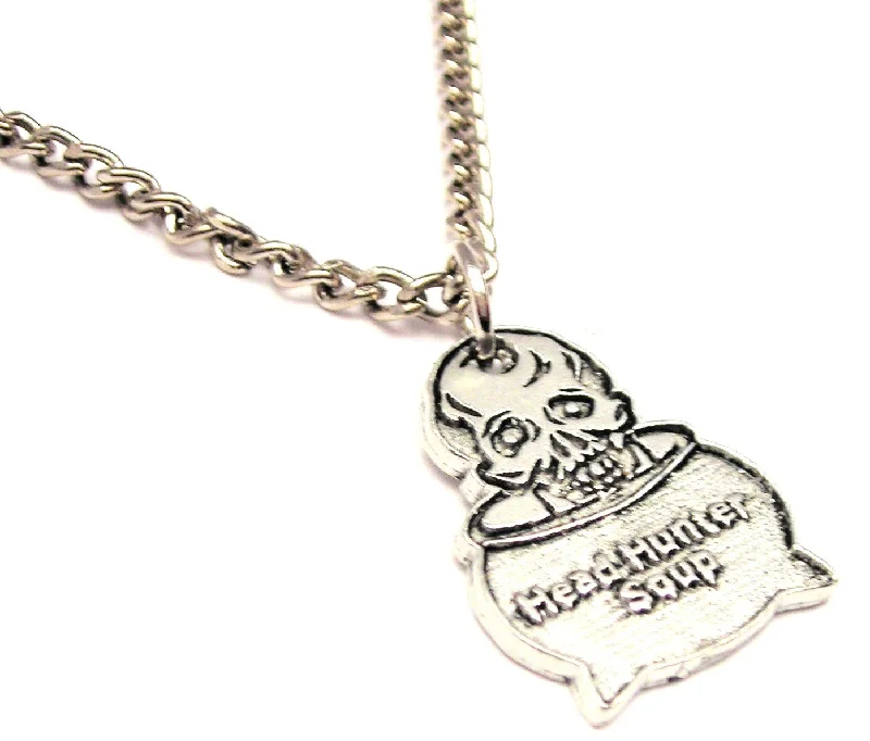 engraved necklaces for women -Head Hunter Soup Single Charm Necklace