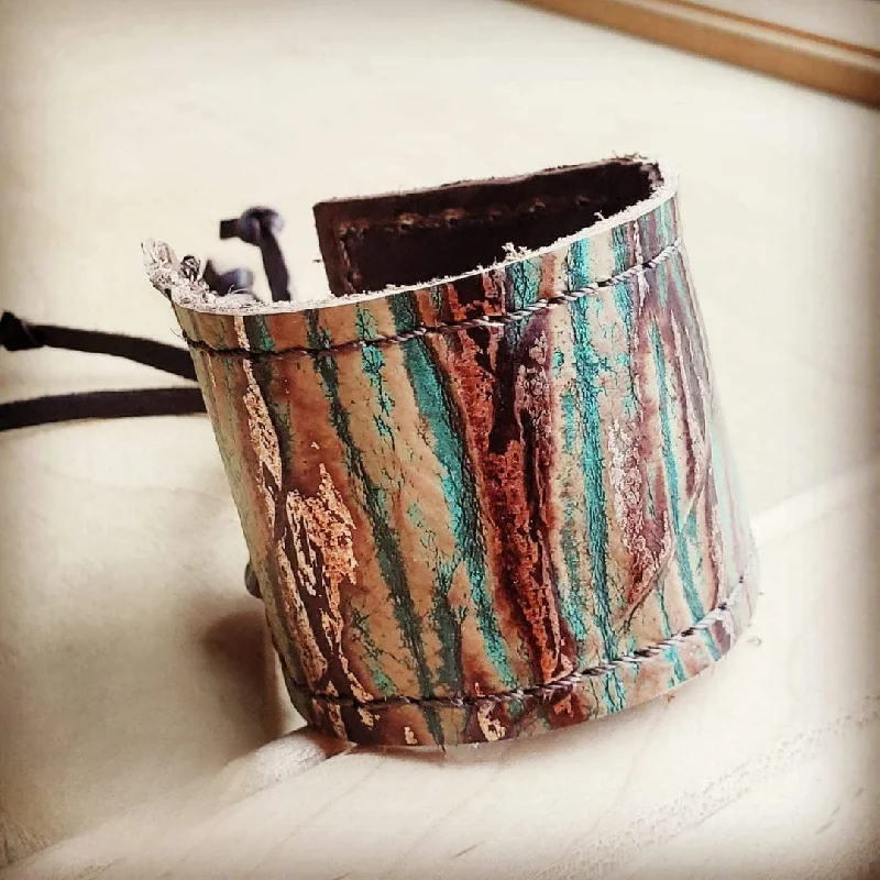 double strand bangles -Leather Cuff in Turquoise Chateau