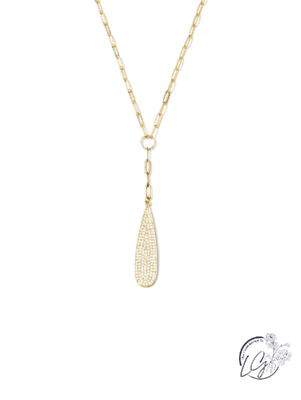 minimalist necklaces for women -Pave Teardrop Y Necklace