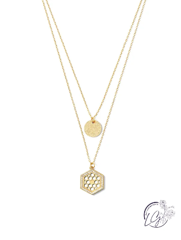 dainty gold necklaces for women -Double Layer Honeycomb Necklace