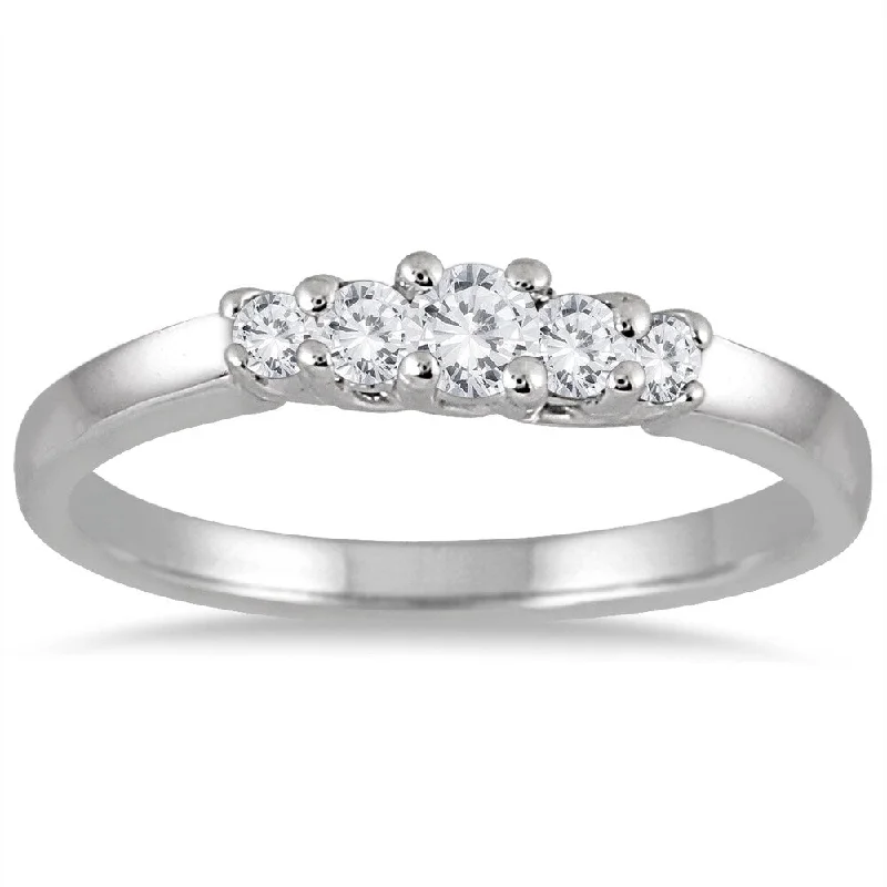 fashion wedding rings -Marquee Jewels 10k White Gold 1/4ct TDW Diamond 5-stone Ring