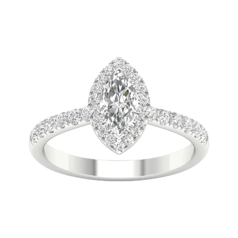 eternity diamond wedding rings -1ct TDW Diamond Halo Ring in 10k Gold by De Couer