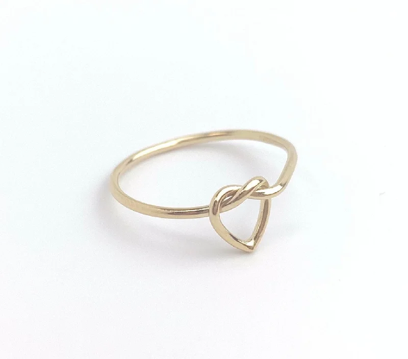 pearl rings for women -Gold Filled Heart Love Knot Ring