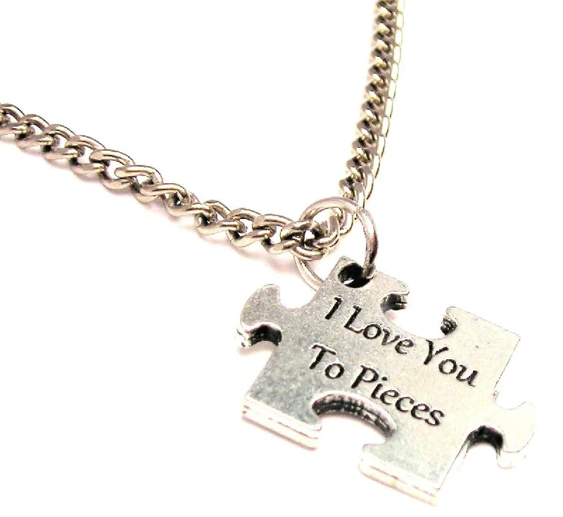 boho necklaces for women -I Love You To Pieces Single Charm Necklace