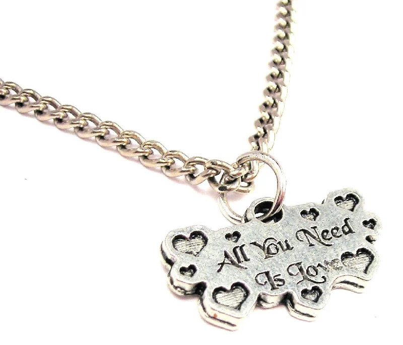 personalized initial necklaces -All You Need Is Love With Hearts Single Charm Necklace