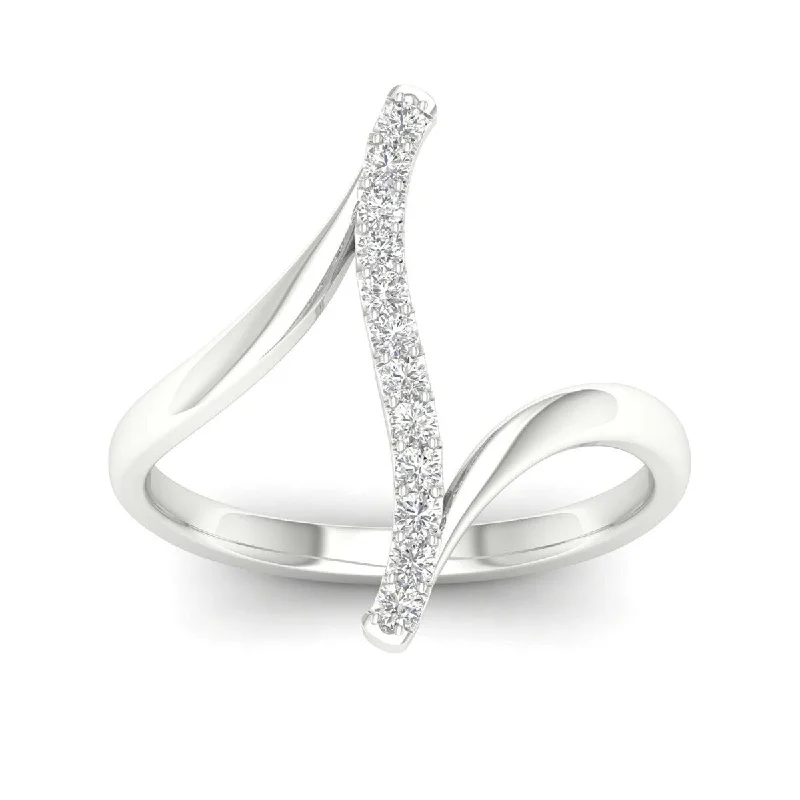 wedding bands with diamonds -De Couer 10k Gold 1/6ct TDW Diamond Curve Bypass Fashion Ring