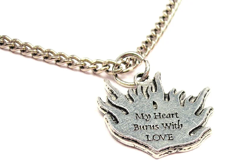 bridal necklaces for women -My Heart Burns With Love Single Charm Necklace