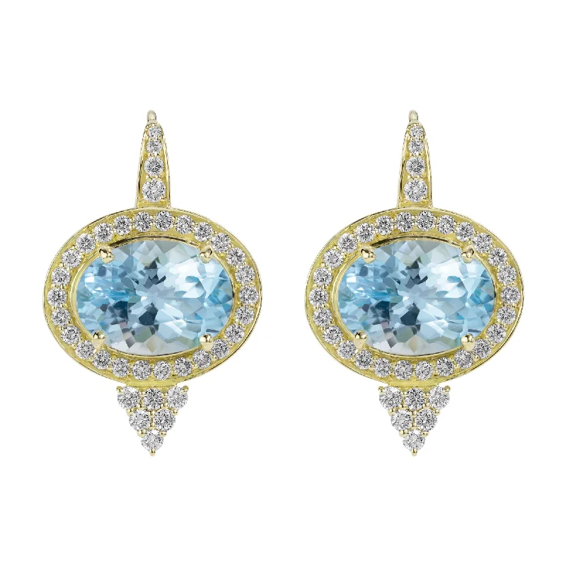 cubic zirconia earrings for women -Earrings - Blue Topaz And Diamond