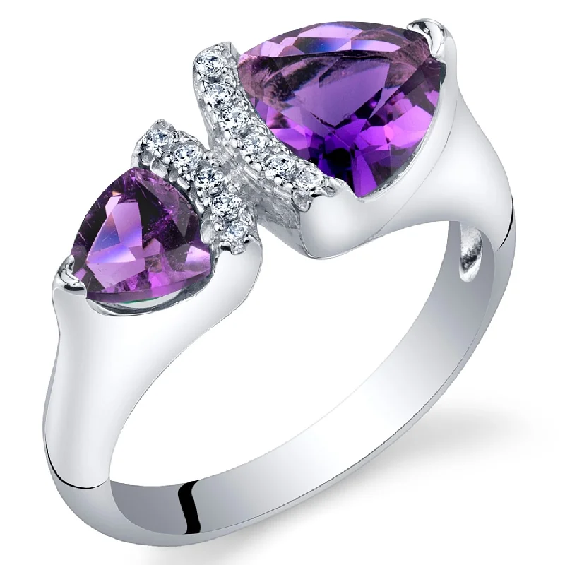 unique engagement rings for women -Sterling Silver 1.5 ct Amethyst Birthstone Ring