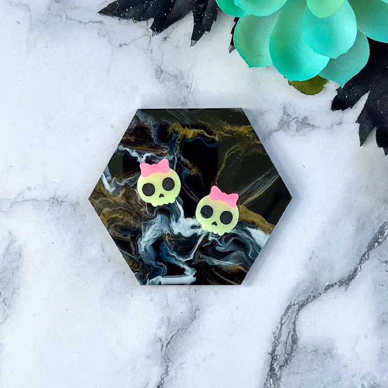 trendy earrings for women -Skull Stud Earrings (Glow in the Dark!)