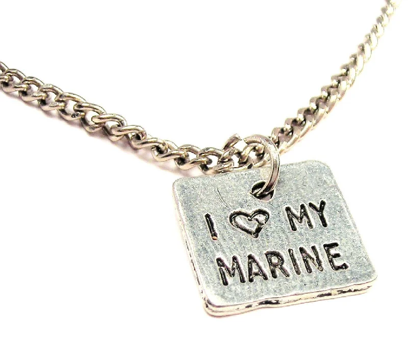 fashion statement necklaces for women -I Love My Marine Single Charm Necklace