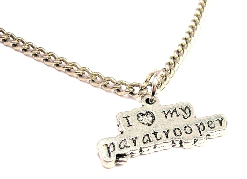 delicate necklaces for women -I Love My Paratrooper Single Charm Necklace