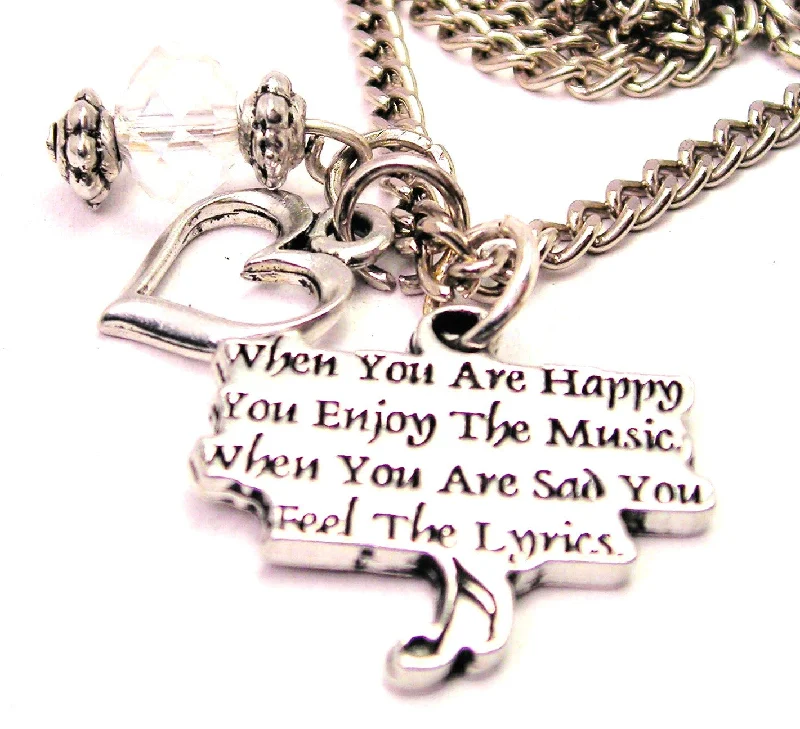 minimalist necklaces for women -When You Are Happy You Enjoy The Music When You Are Sad You Feel The Lyrics Necklace with Small Heart