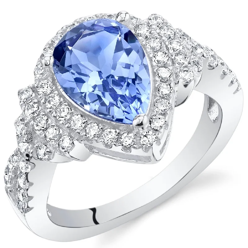 classic rings for women -Sterling Silver 2.75 ct Simulated Tanzanite Halo Ring