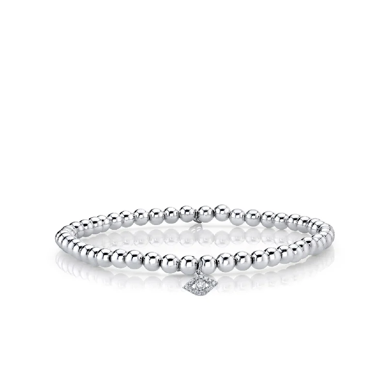 wedding bangles for women -White Gold & Diamond Eye on White Gold Beads