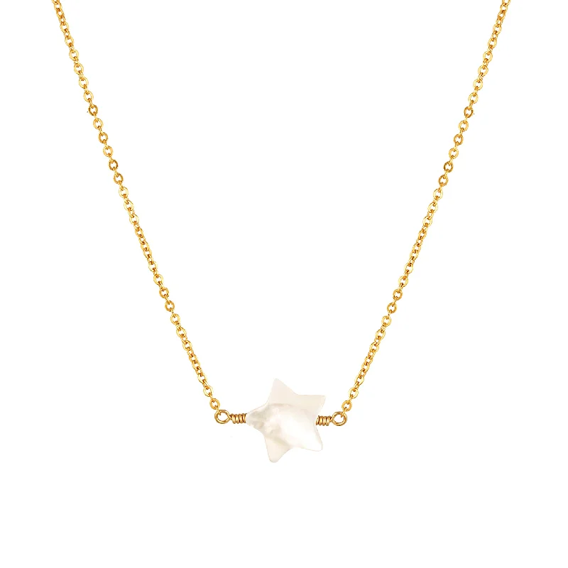 fashion statement necklaces for women -Blanca Star Necklace ~ Mother of Pearl