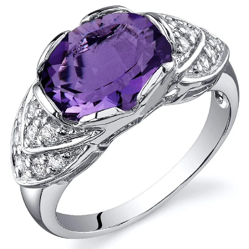 adjustable gold rings for women -Sterling Silver 2.25 ct Amethyst Cocktail Ring