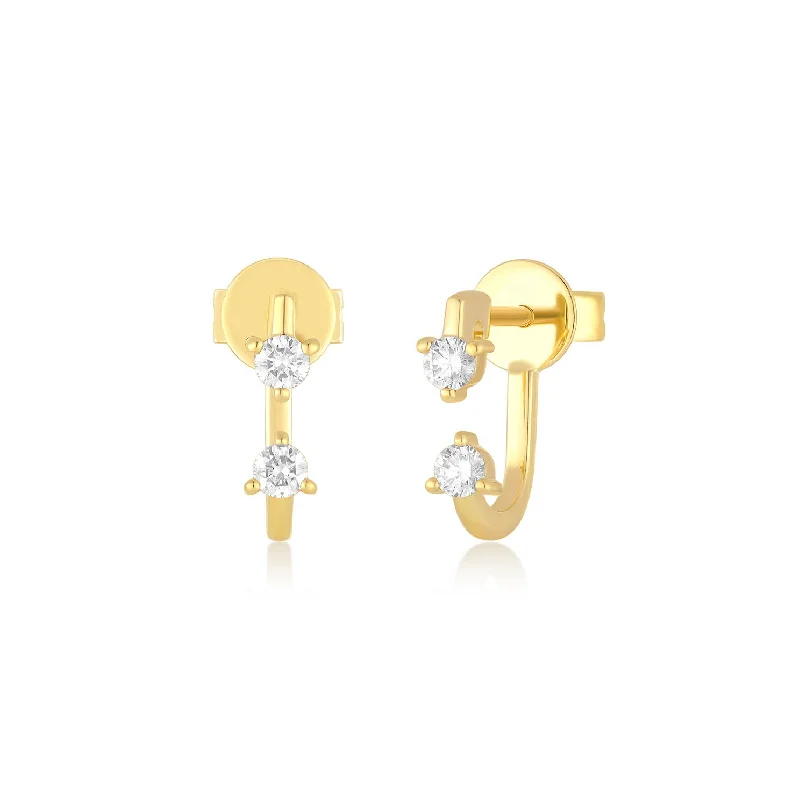 adjustable earrings for women -Double Prong Set Diamond Earring