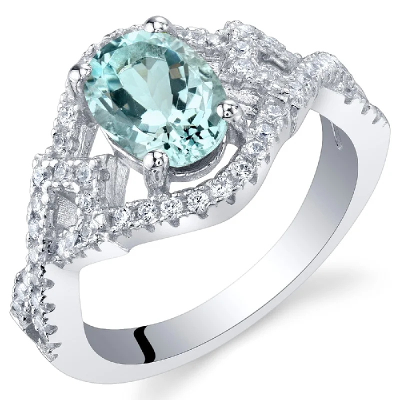 luxury rose gold rings -Sterling Silver 1 ct Aquamarine Birthstone Ring