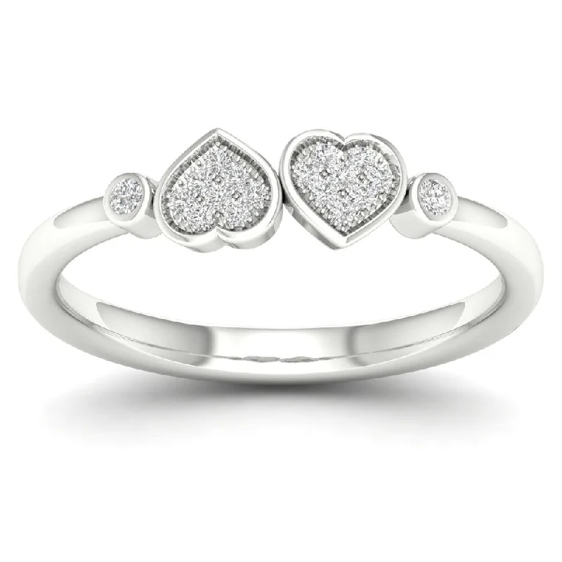 fashion wedding rings -De Couer 10k Gold 1/20ct TDW Diamond Heart Ring