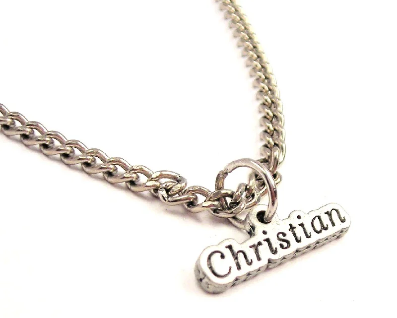 personalized gold necklaces -Christian Single Charm Necklace