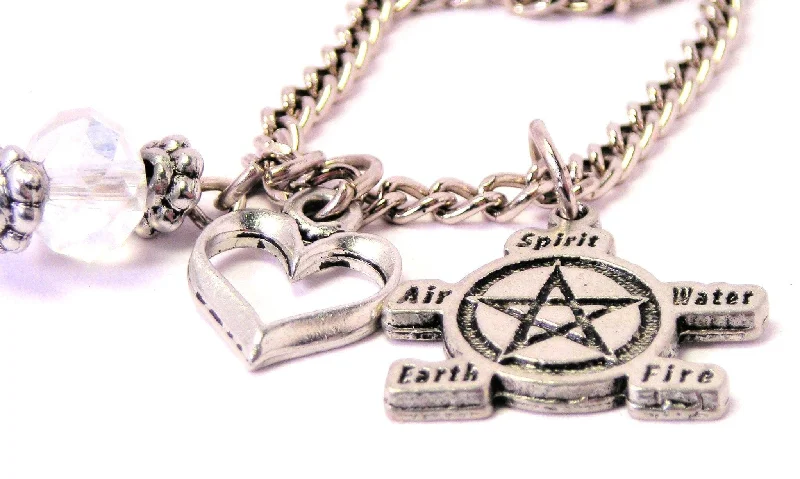 trendy necklaces for women -Natures Elements Pentacle Necklace with Small Heart