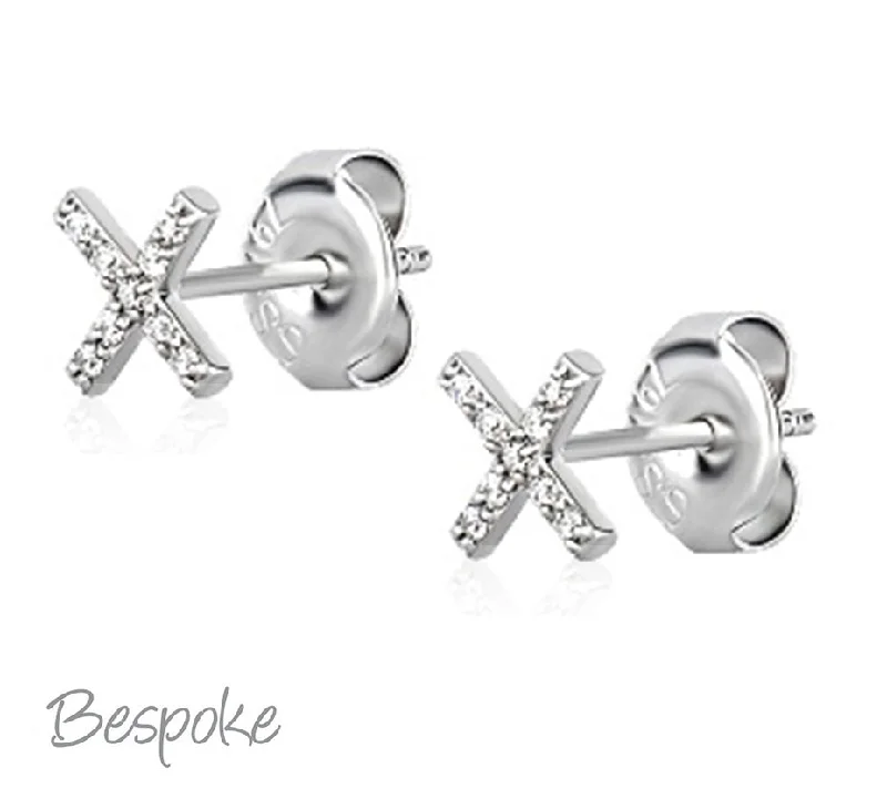 silver hoop earrings for women -Bespoke Earring X 0.8mm - Pair