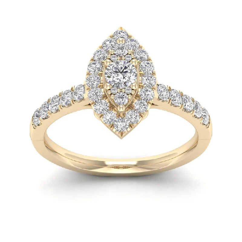 unique diamond rings for women -De Couer 5/8ct TDW Diamond Marquise Shape Halo Ring - Yellow