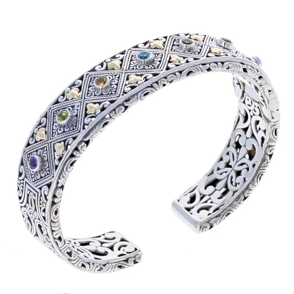 fashion bangles for weddings -Old World Jewel Cuff