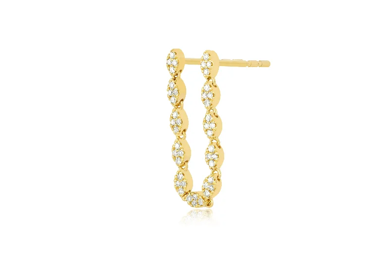 simple gold earrings for women -Single Pavé Diamond Marquise Double Stud Earring