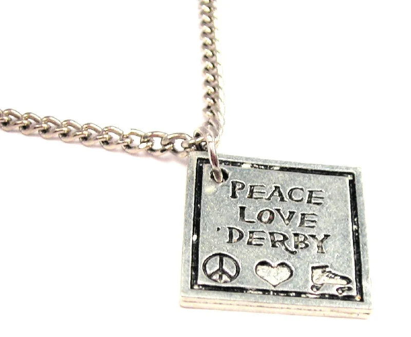 bridal choker necklaces -Peace Love Derby Single Charm Necklace