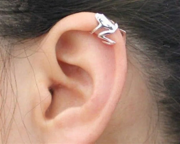 chic bangles for women -316L Stainless Steel Tree Frog Fake Cartilage Ear Cuff