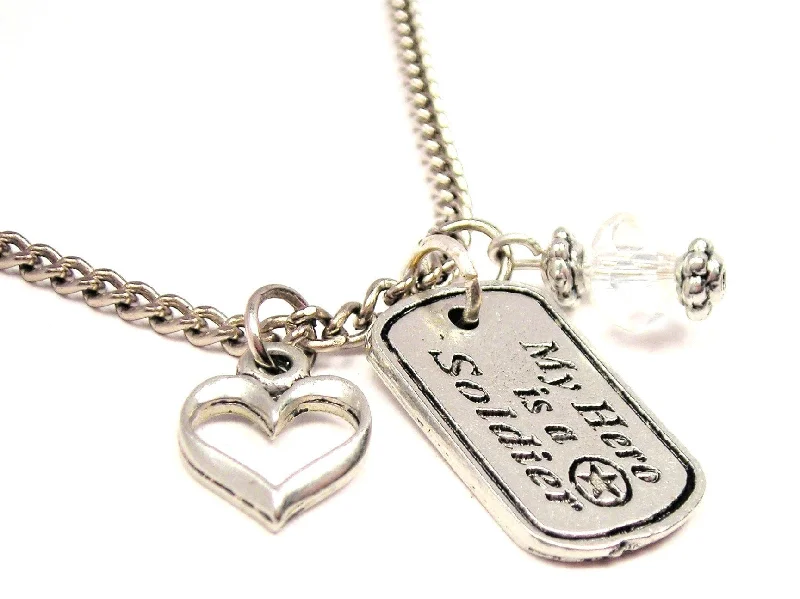 wedding necklaces for women -My Hero Is A Soldier Necklace with Small Heart