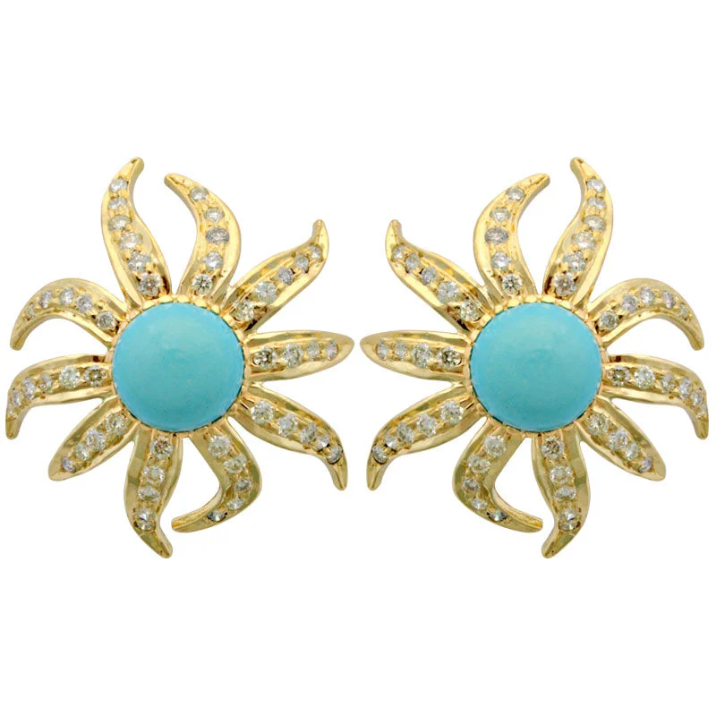 luxury earrings for women -Earrings- Turquoise And Diamond