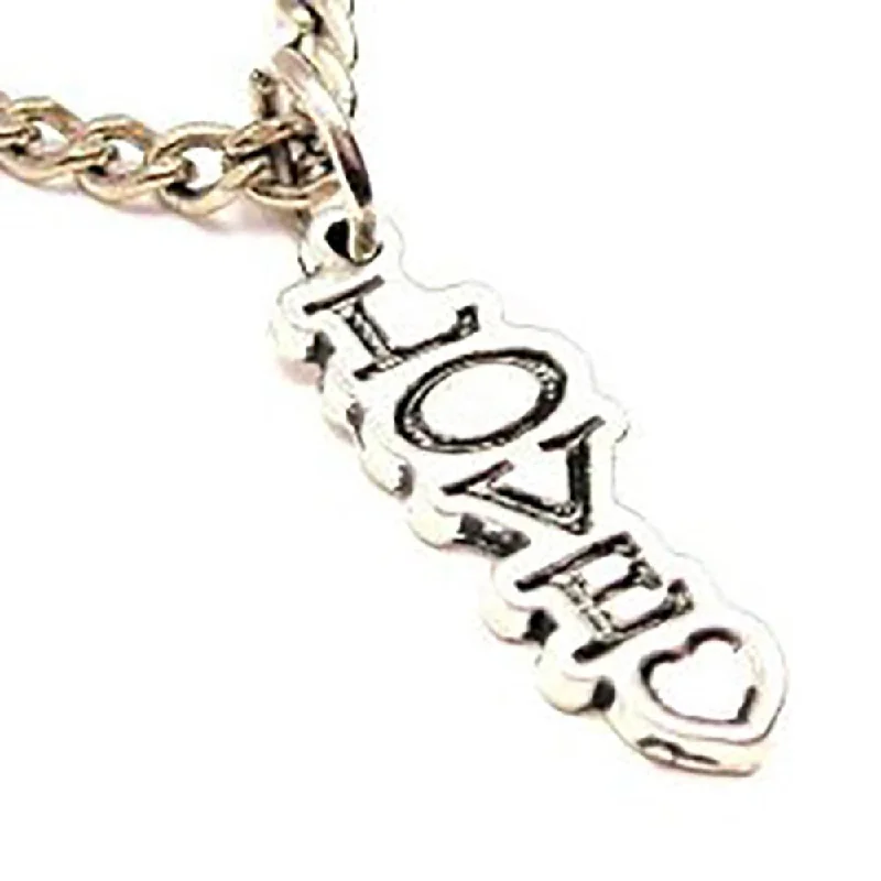 men's style necklaces for women -Love With Heart Letters Going Down Single Charm Necklace