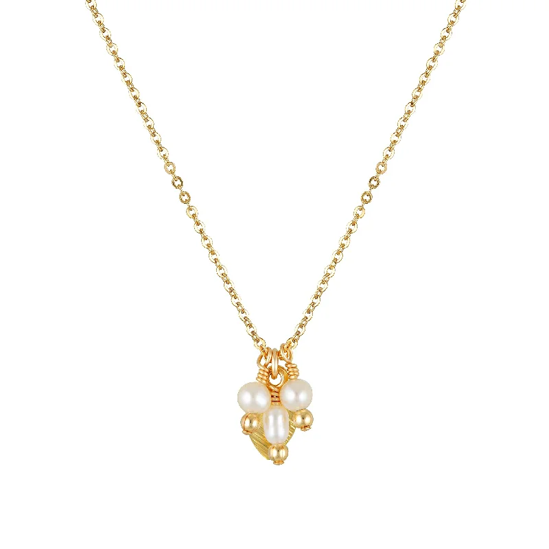 gold plated necklaces for women -Liv Necklace ~ Pearl