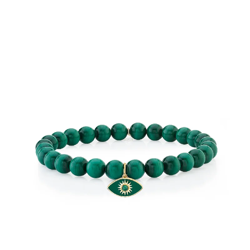 gold plated bangles for women -Gold & Enamel Sunburst Eye on Malachite