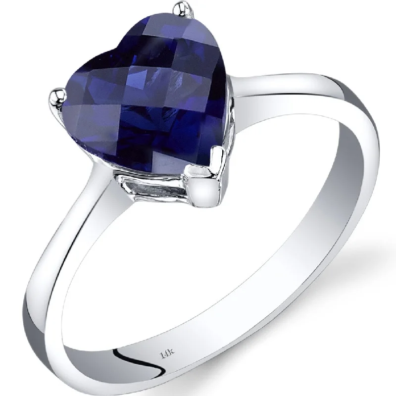 engagement rings with diamonds -14k White Gold 2.5ct Created Blue Sapphire Ring