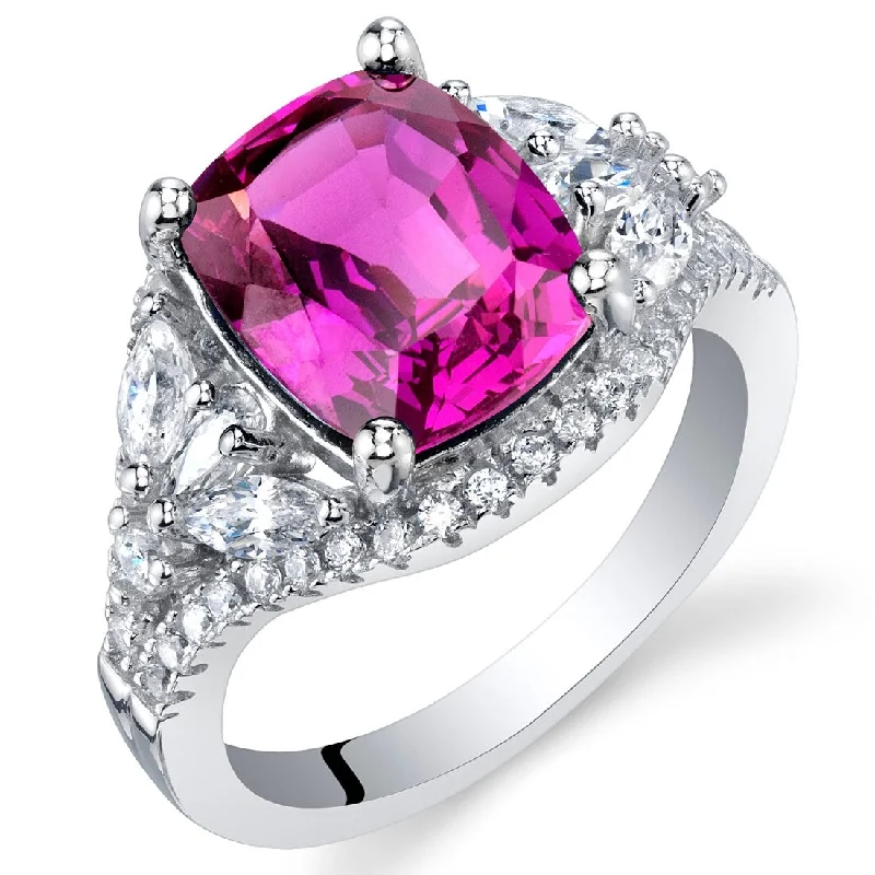 thin engagement rings -Sterling Silver 4 ct Created Purple Sapphire Birthstone Ring