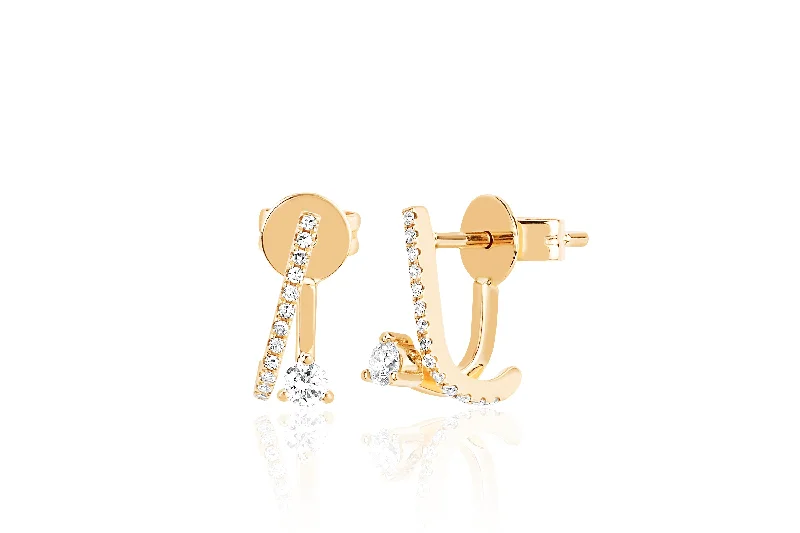 moonstone earrings for women -Prong Set Diamond Illusion Stud Earring