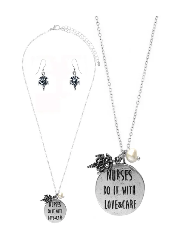 luxury necklaces for brides -Nurses Do it with Love Necklace Set