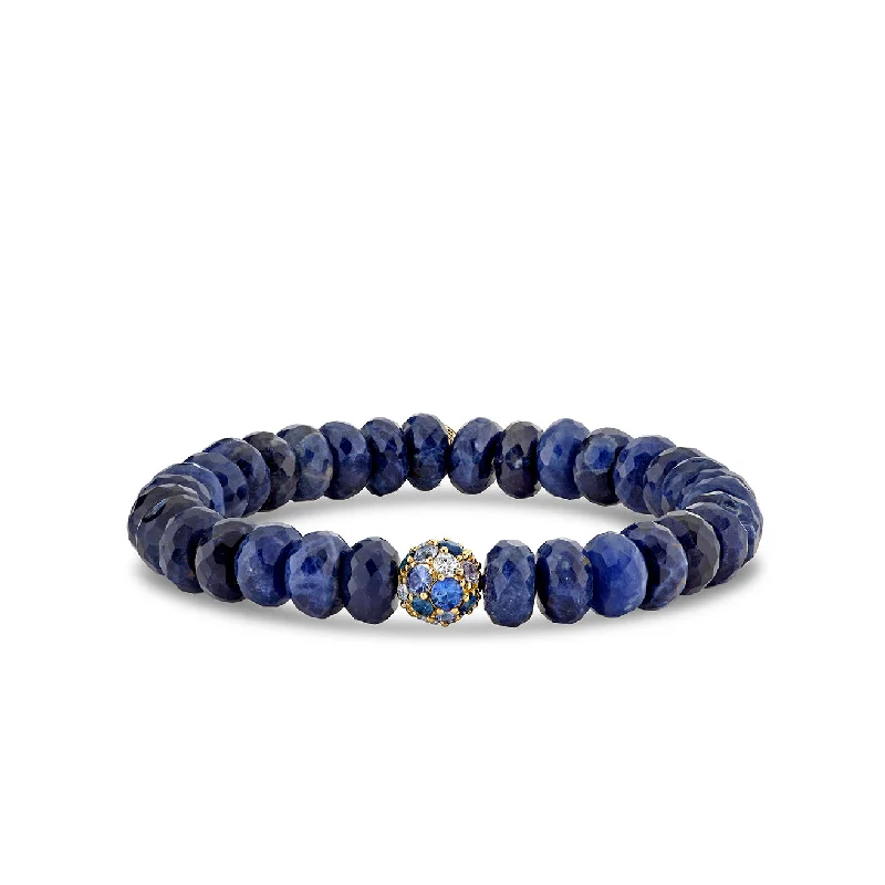 gold-tone bangles for women -Gold, Diamond & Sapphire 8 mm Cocktail Ball Bead on Sodalite