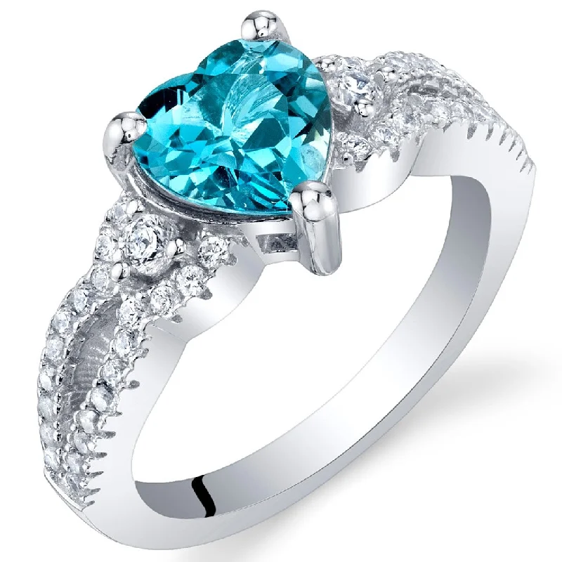 vintage wedding rings for women -Sterling Silver 1.25 ct London Blue Topaz Birthstone Ring